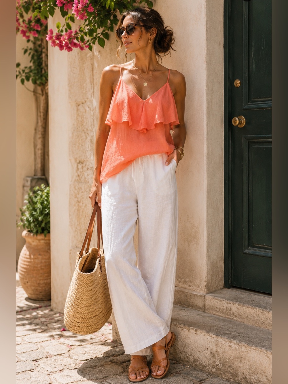 Diane von Furstenberg Silk Ruffle Cami Top | Sherbet Peach | NWT | Large